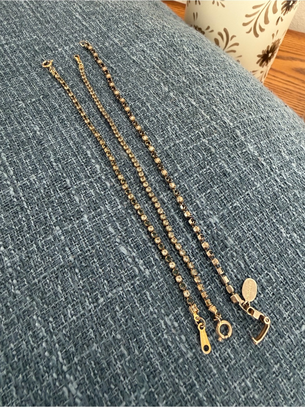 Gold-Tone Women’s Tennis Bracelet with Clear and Black Stones